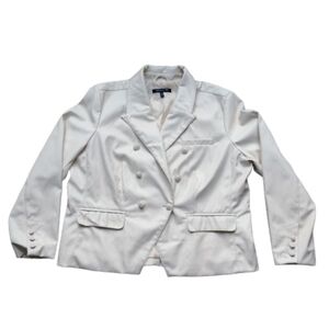 NEW Baccini White Vegan Leather Blazer XL White Anchor Buttons